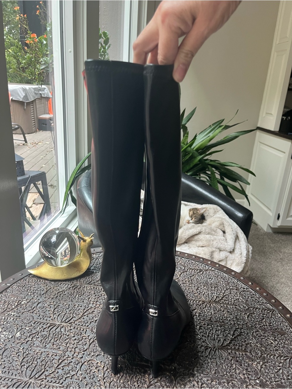 NEW FRANCO SARTO KERRY TALL KITTEN HEEL BLACK BOOTS 6 - Picture 10 of 13